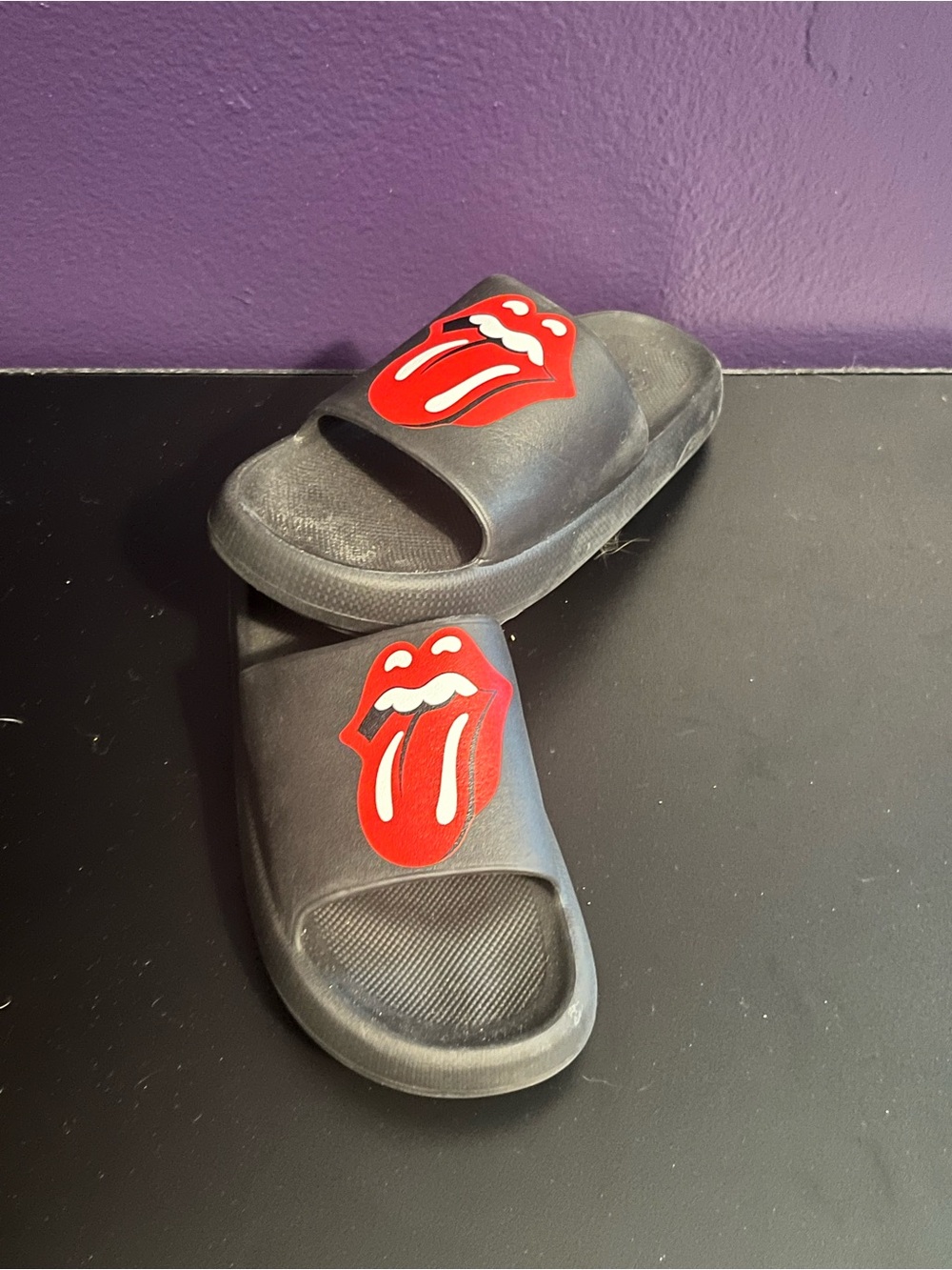 Rolling Stones logo arch support sandals